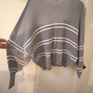 Sincerely Jules Gray and White Striped Sweater